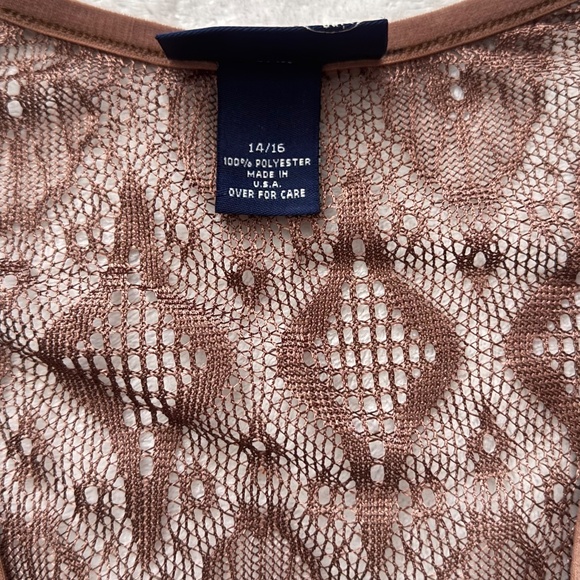 Venezia Women's Vintage Y2K Brown Lace Fringe Top - Picture 7 of 9